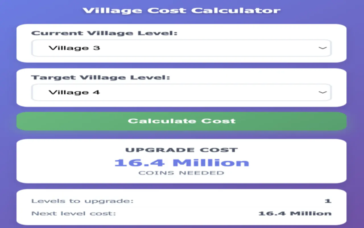 Coin Master Village Cost Calculator_1.0.0_image_0