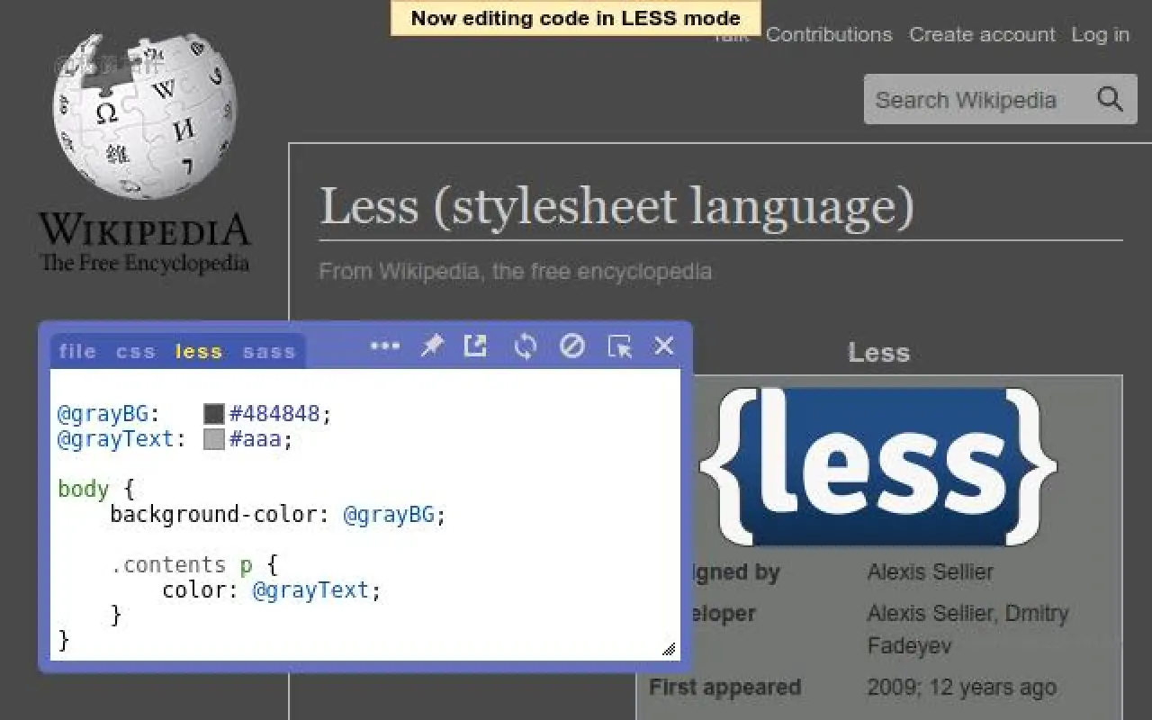 Live editor for CSS Less Sass_8.22.5_image_0