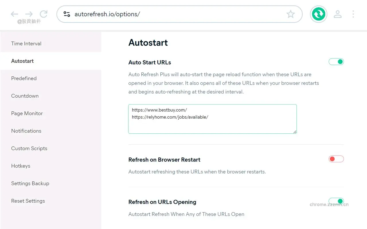 Auto Refresh Plus | PageMonitor_8.1.0_image_1